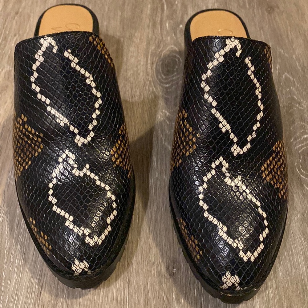 Snakeskin Mules